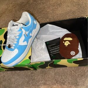 Bape Sky Blue and White Star Sneakers